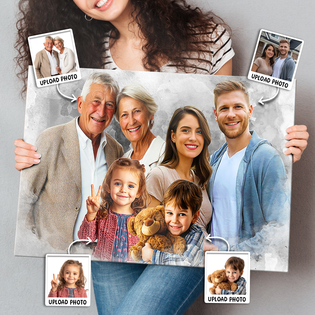 Add Loved One to Photo, Family Portrait From Different Photos, Combine Photos Canvas, Christmas Gift, Memorial Gift for Dad Mom, Add Passed Away