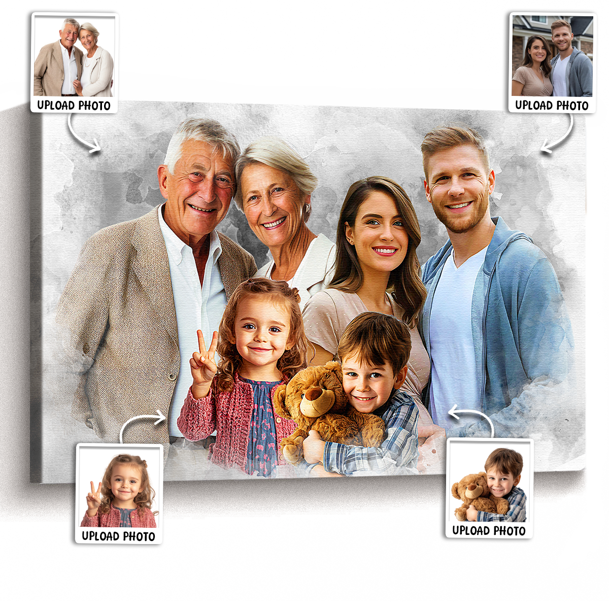 Add Loved One to Photo, Family Portrait From Different Photos, Combine Photos Canvas, Christmas Gift, Memorial Gift for Dad Mom, Add Passed Away