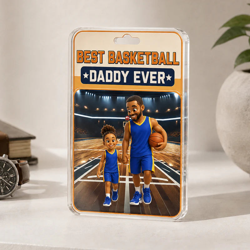 Custom Photo Toybox Figure Best Basketball Dad Ever - Personalized Custom Shape Acrylic Plaque - Gift for Dad, Grandpa, Him