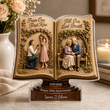 From Our First Kiss Till Our Last Breath - Personalized Custom Shape Acrylic Plaque - Romantic Gift For Husband, Wife, Parents, Grandparents