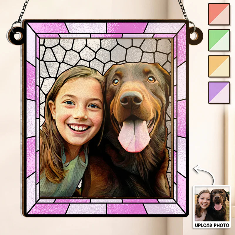 Custom Photo Stained Glass - Personalized Acrylic Window Suncatcher - Gift For Family, Couple, Pet Lovers