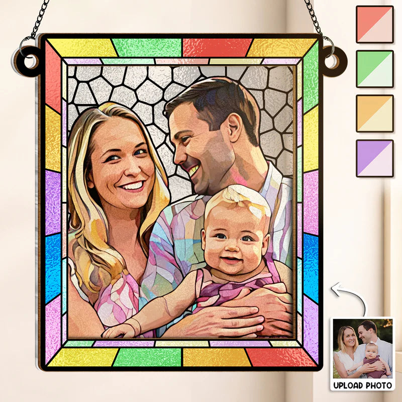 Custom Photo Stained Glass - Personalized Acrylic Window Suncatcher - Gift For Family, Couple, Pet Lovers