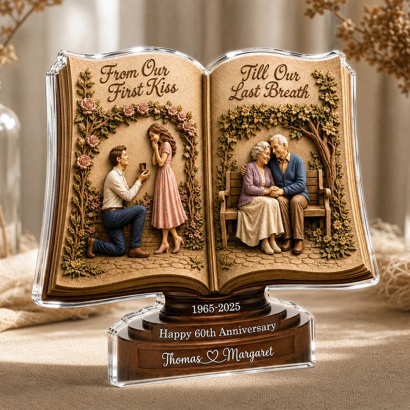 From Our First Kiss Till Our Last Breath - Personalized Custom Shape Acrylic Plaque - Romantic Gift For Husband, Wife, Parents, Grandparents