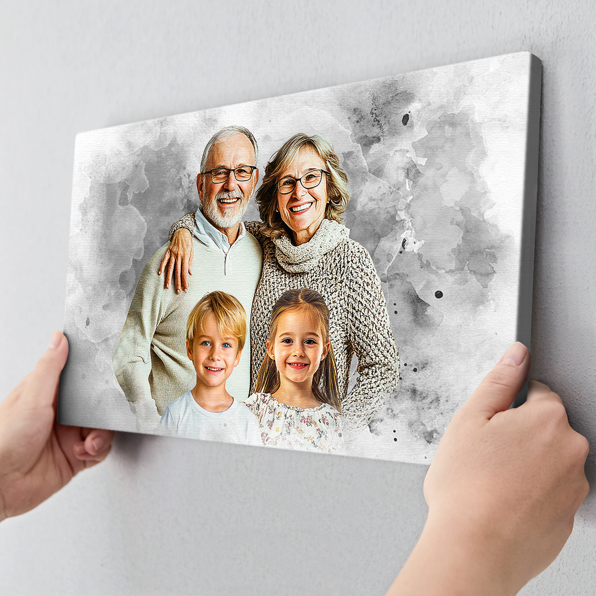 Add Loved One to Photo, Family Portrait From Different Photos, Combine Photos Canvas, Christmas Gift, Memorial Gift for Dad Mom, Add Passed Away