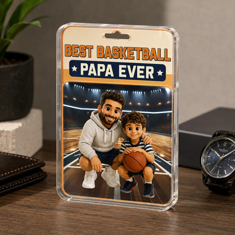 Custom Photo Toybox Figure Best Basketball Dad Ever - Personalized Custom Shape Acrylic Plaque - Gift for Dad, Grandpa, Him