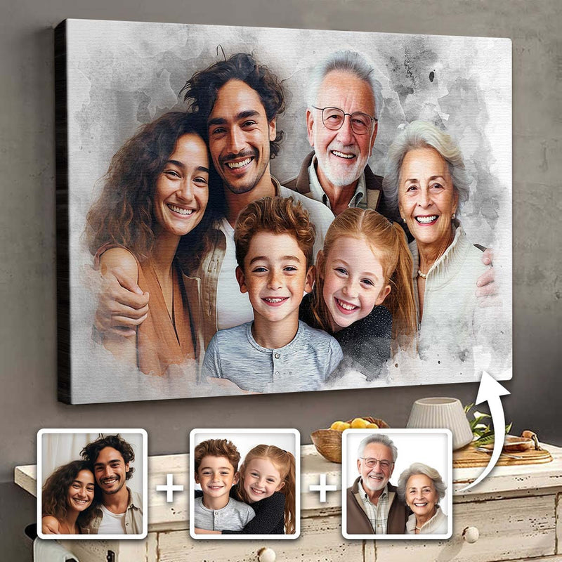 Add Loved One to Photo, Family Portrait From Different Photos, Combine Photos Canvas, Christmas Gift, Memorial Gift for Dad Mom, Add Passed Away