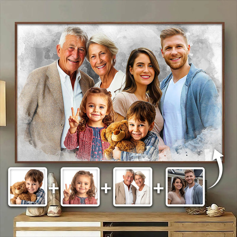 Add Loved One to Photo, Family Portrait From Different Photos, Combine Photos Canvas, Christmas Gift, Memorial Gift for Dad Mom, Add Passed Away