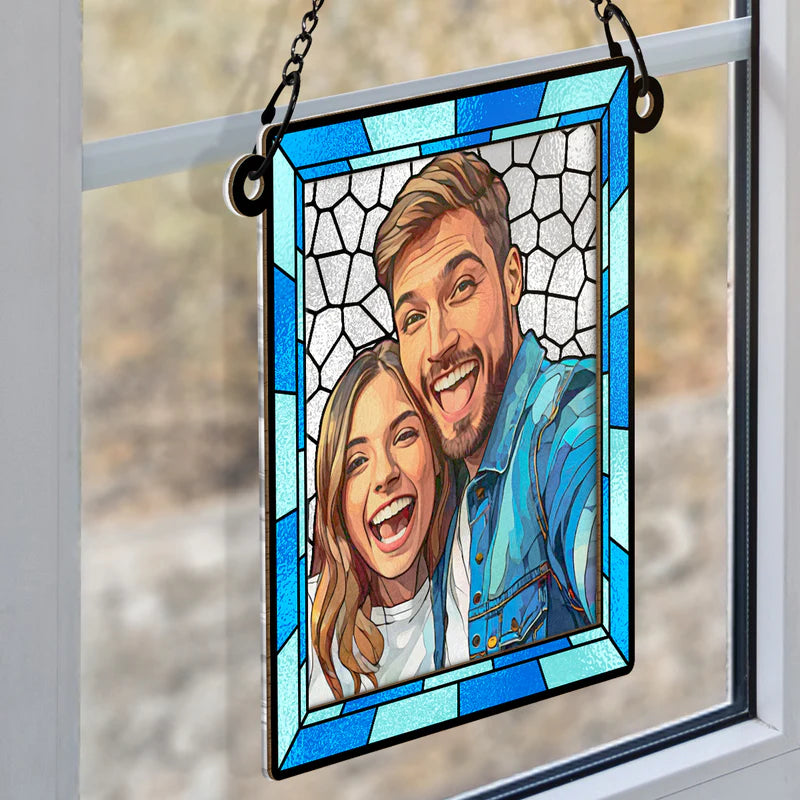 Custom Photo Stained Glass - Personalized Acrylic Window Suncatcher - Gift For Family, Couple, Pet Lovers