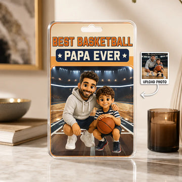 Custom Photo Toybox Figure Best Basketball Dad Ever - Personalized Custom Shape Acrylic Plaque - Gift for Dad, Grandpa, Him