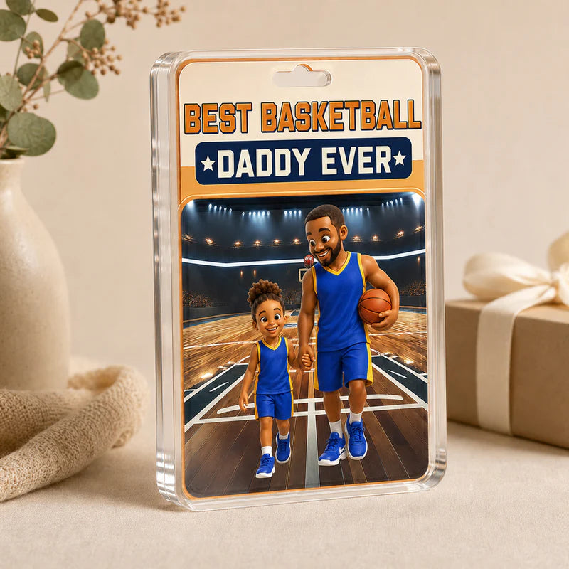 Custom Photo Toybox Figure Best Basketball Dad Ever - Personalized Custom Shape Acrylic Plaque - Gift for Dad, Grandpa, Him