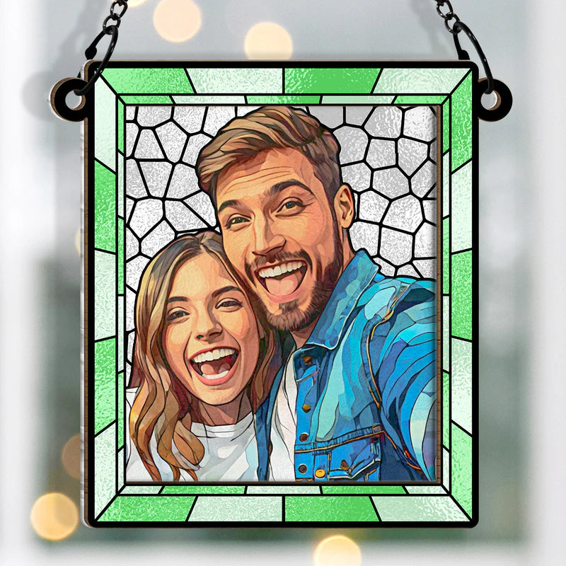Custom Photo Stained Glass - Personalized Acrylic Window Suncatcher - Gift For Family, Couple, Pet Lovers