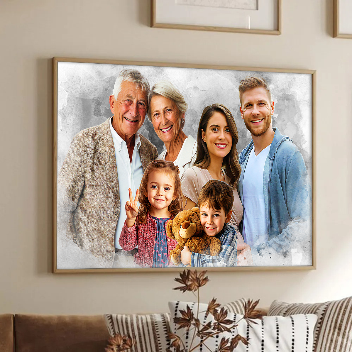 Add Loved One to Photo, Family Portrait From Different Photos, Combine Photos Canvas, Christmas Gift, Memorial Gift for Dad Mom, Add Passed Away