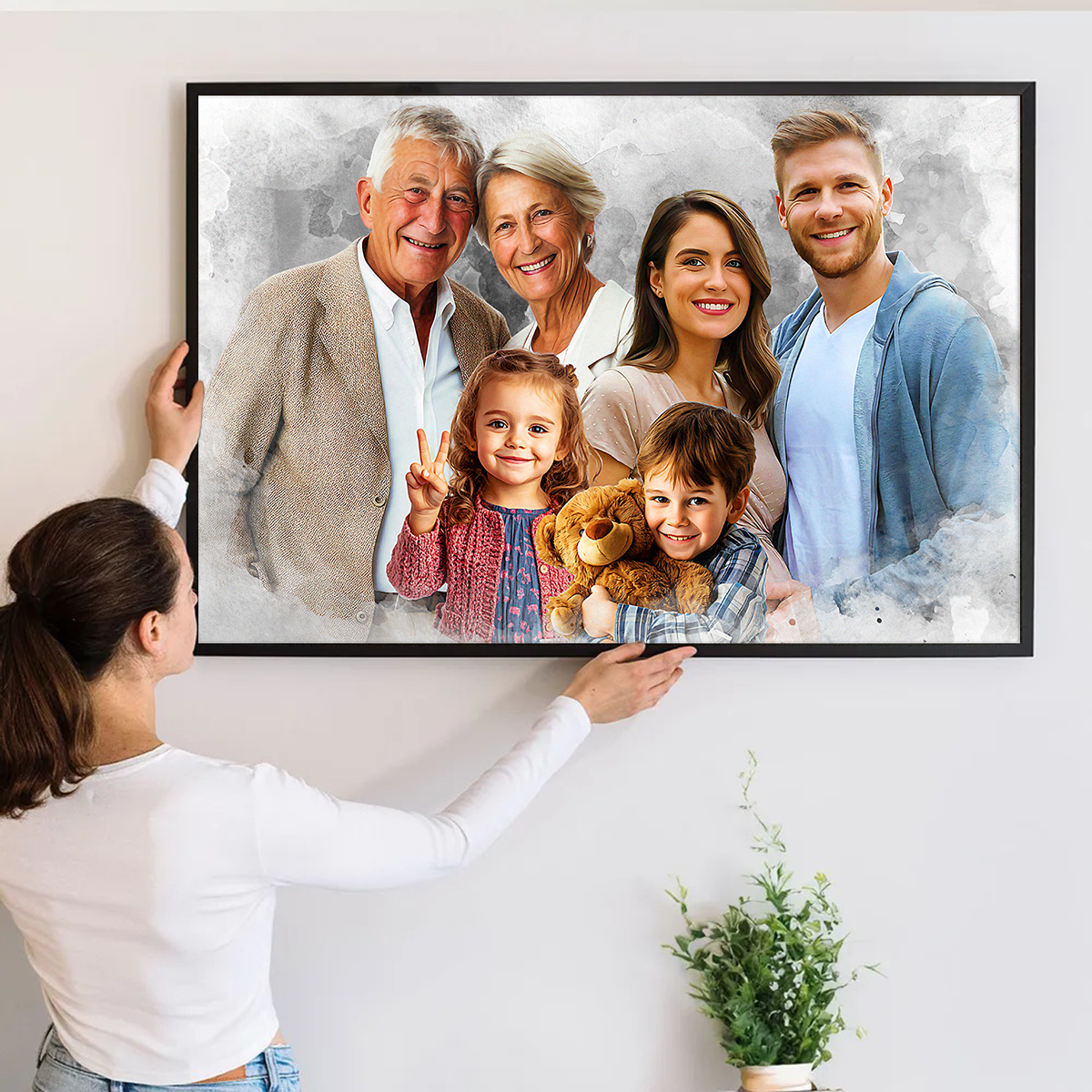 Add Loved One to Photo, Family Portrait From Different Photos, Combine Photos Canvas, Christmas Gift, Memorial Gift for Dad Mom, Add Passed Away