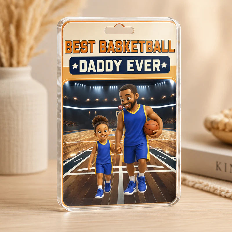 Custom Photo Toybox Figure Best Basketball Dad Ever - Personalized Custom Shape Acrylic Plaque - Gift for Dad, Grandpa, Him