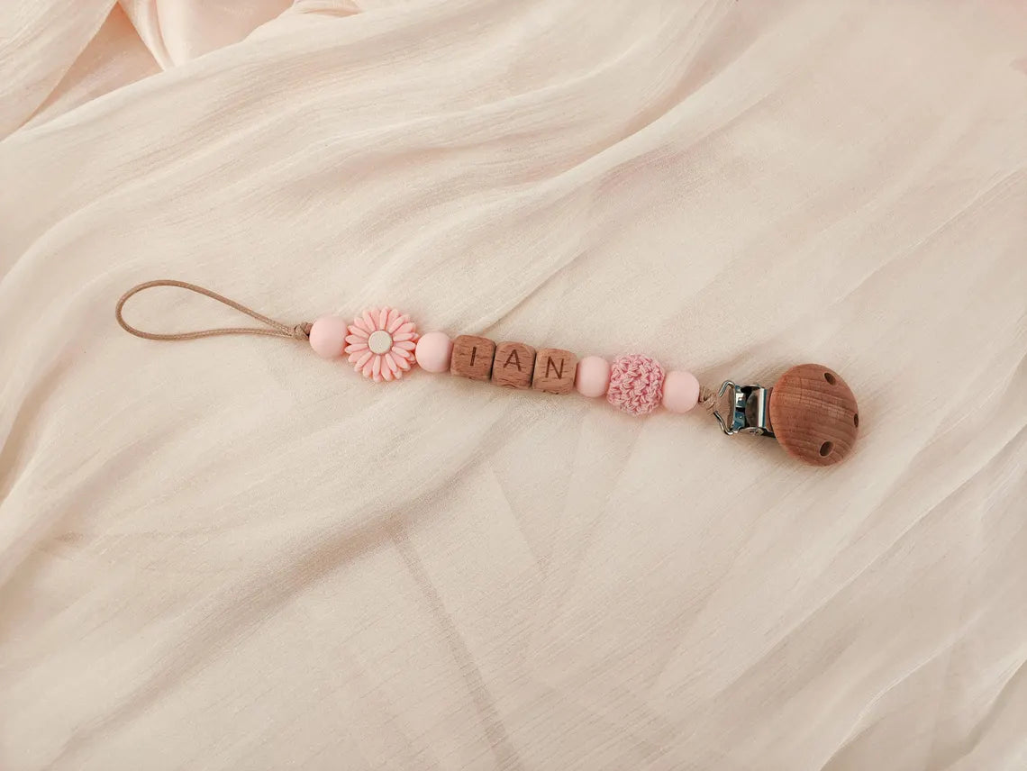 Personalized Pacifier Clip, Custom Dummy Clip, Pacifier Holder, Soother Clip, Binky Clip, Baby Shower Gift, Baby Gift, Newborn Gift