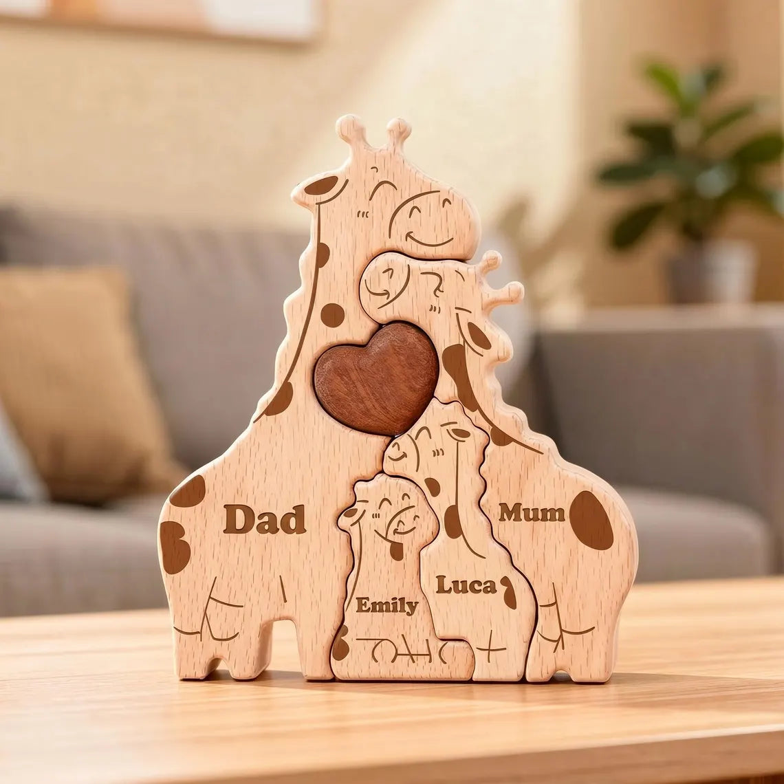 Personalised Giraffe Family Puzzle, Mothers Day Gift, Anniversary, Baby Shower, Home Decor, Safari Nursery Decor, Kids Room, New Mummy Ideas