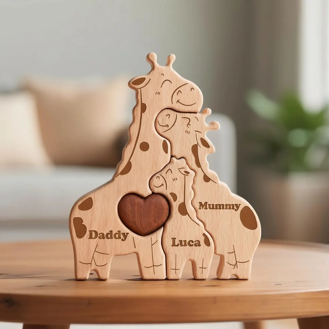 Personalised Giraffe Family Puzzle, Mothers Day Gift, Anniversary, Baby Shower, Home Decor, Safari Nursery Decor, Kids Room, New Mummy Ideas