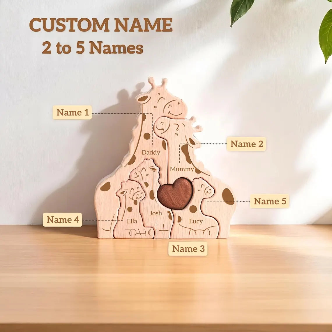 Personalised Giraffe Family Puzzle, Mothers Day Gift, Anniversary, Baby Shower, Home Decor, Safari Nursery Decor, Kids Room, New Mummy Ideas