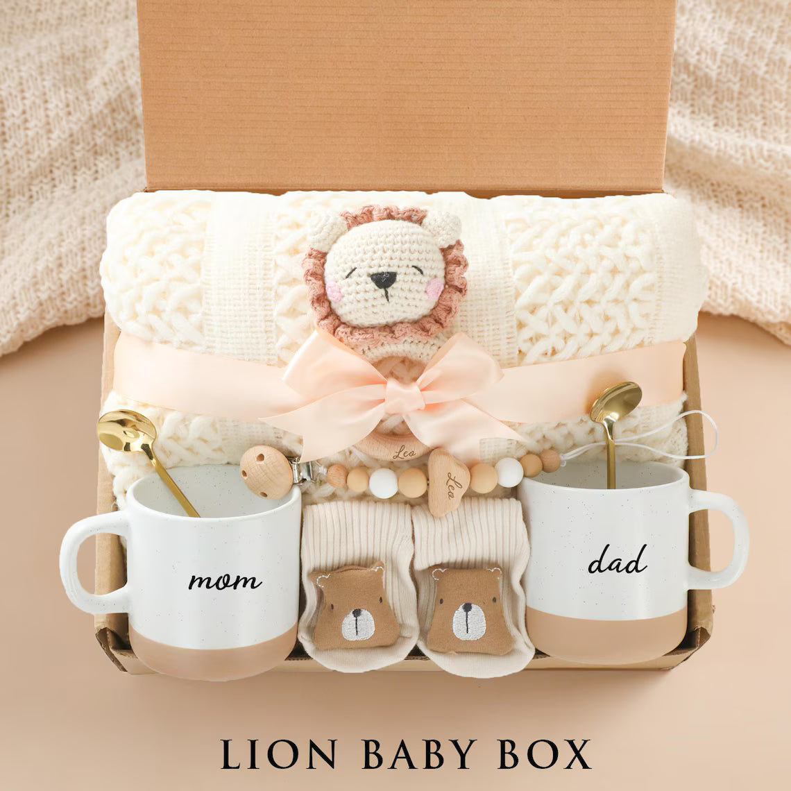 Luxury New Parents Gift Box,Mom & Dad Mug Set,Gender Neutral Gift,Self Care Gift for Mom,Newborn Gift,Postpartum Care Package
