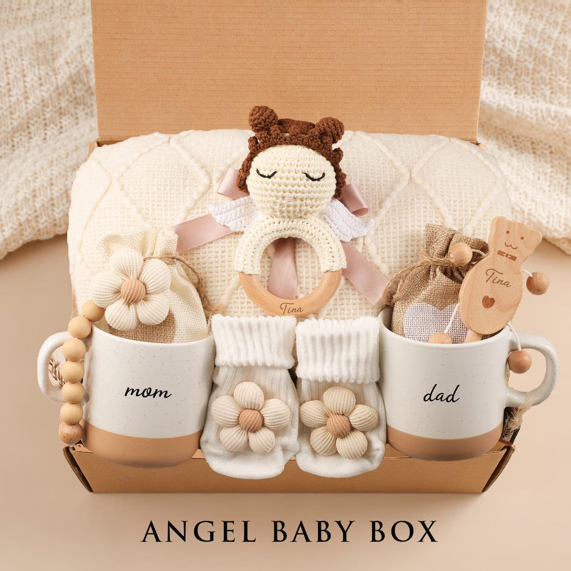 Luxury New Parents Gift Box,Mom & Dad Mug Set,Gender Neutral Gift,Self Care Gift for Mom,Newborn Gift,Postpartum Care Package