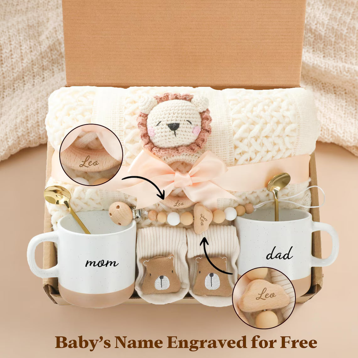 Luxury New Parents Gift Box,Mom & Dad Mug Set,Gender Neutral Gift,Self Care Gift for Mom,Newborn Gift,Postpartum Care Package