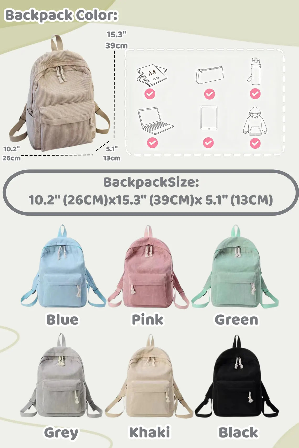 Soft Corduroy Personalized Kids Backpack, Custom Name Toddler School Bag, Preschool Book Bag, Back to School Gift for Boys Girls